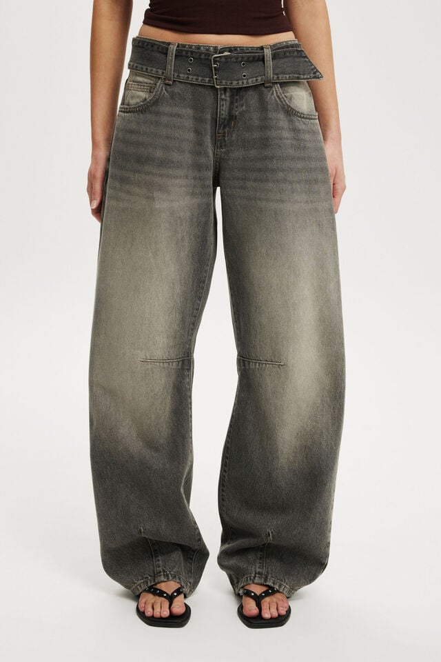 Cotton On Low Barrel Jean Y2k Washed Grey