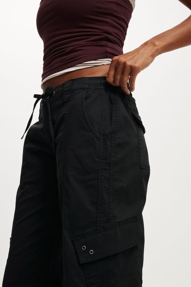 Cotton On Low Rise Cargo Pant Black
