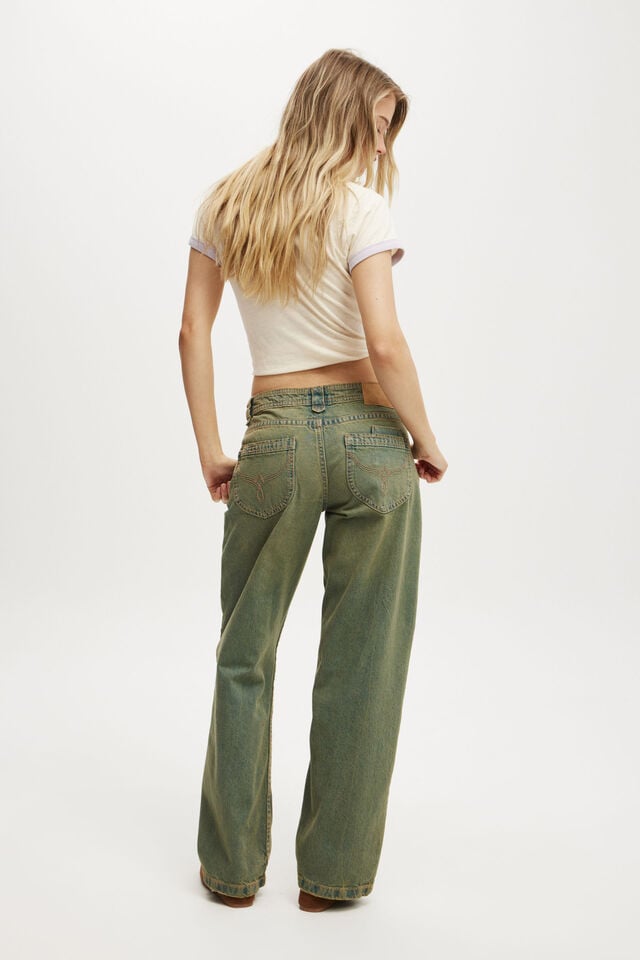 Cotton On Low Rise Straight Jean Cliff Blue/stitch