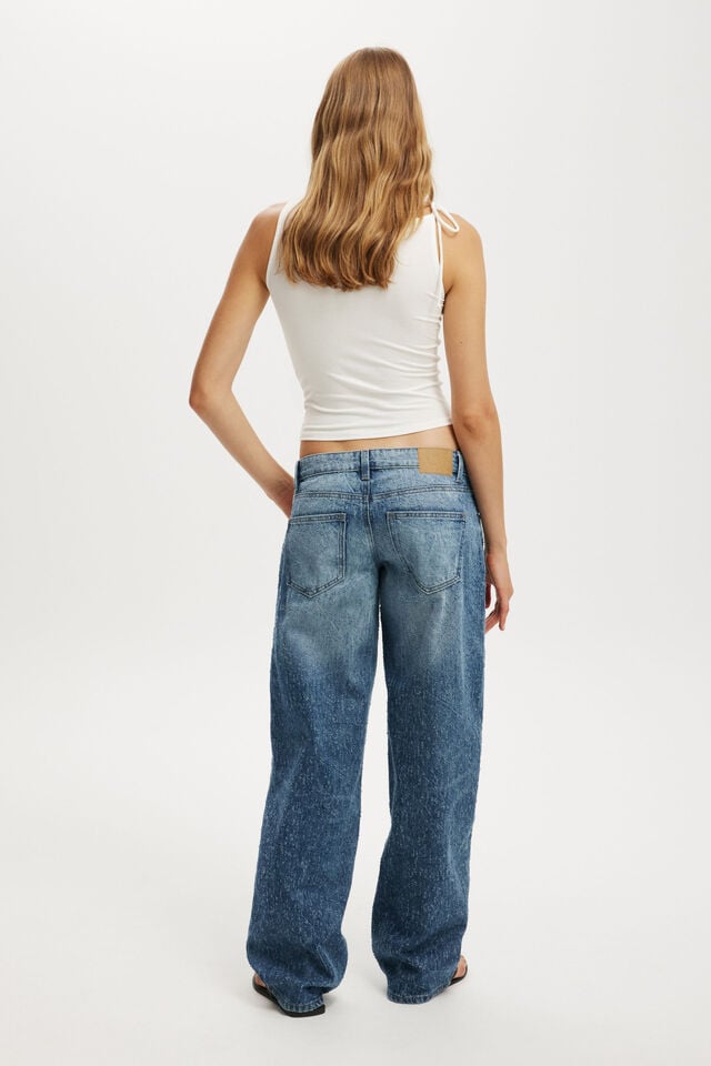 Cotton On Low Rise Straight Jean Rail Blue Texture
