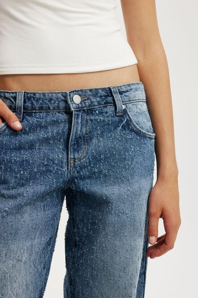 Cotton On Low Rise Straight Jean Rail Blue Texture