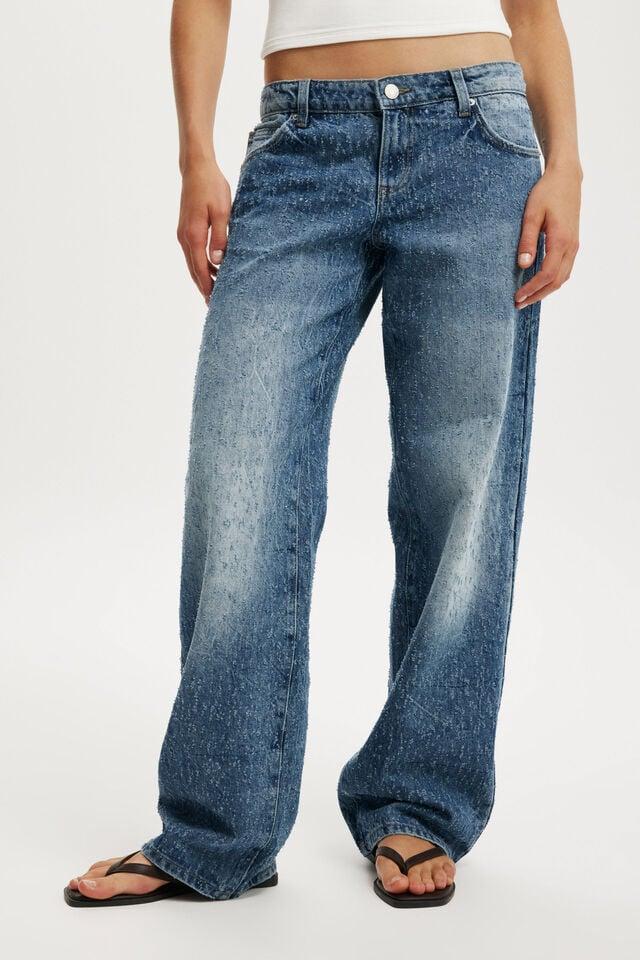 Cotton On Low Rise Straight Jean Rail Blue Texture