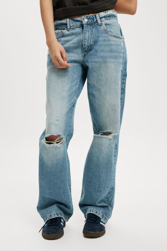 Cotton On Low Rise Straight Jean Storm Blue Rip