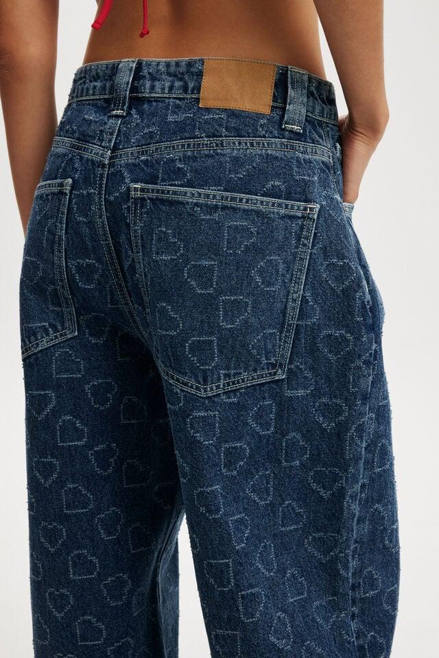 Cotton On Low Super Baggy Jean Atlantic Blue/heart