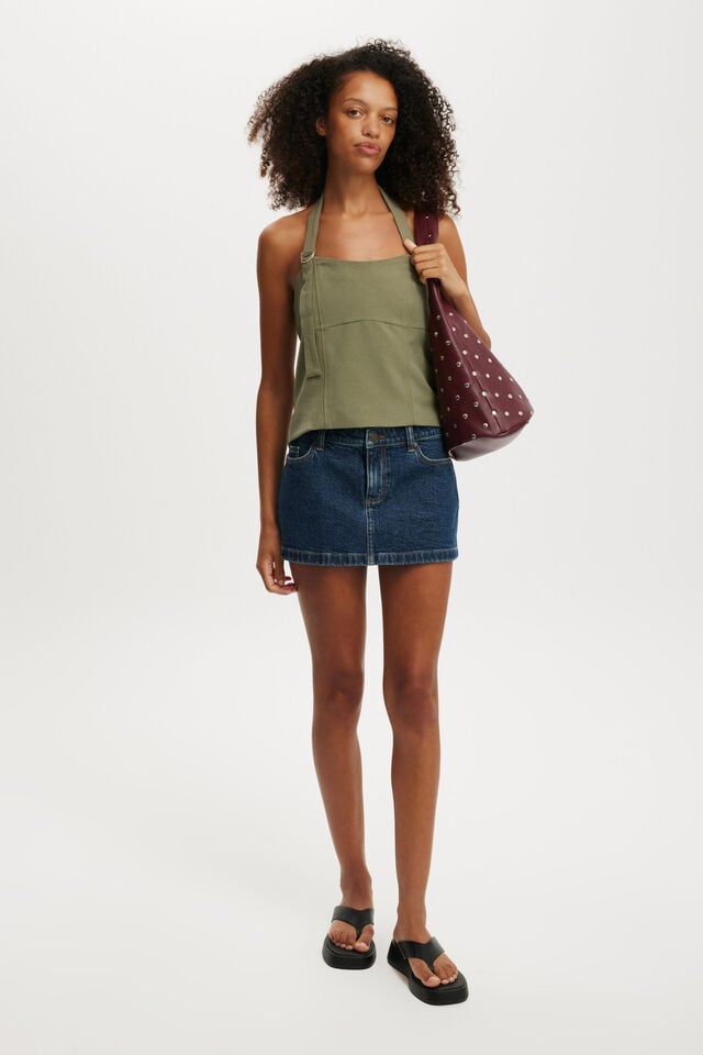 Cotton On Luis Halter Seam Top Burnt Olive