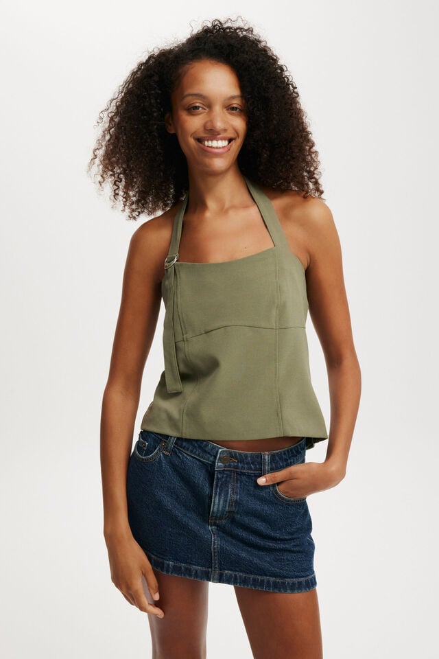 cotton on Luis Halter Seam Top burnt olive