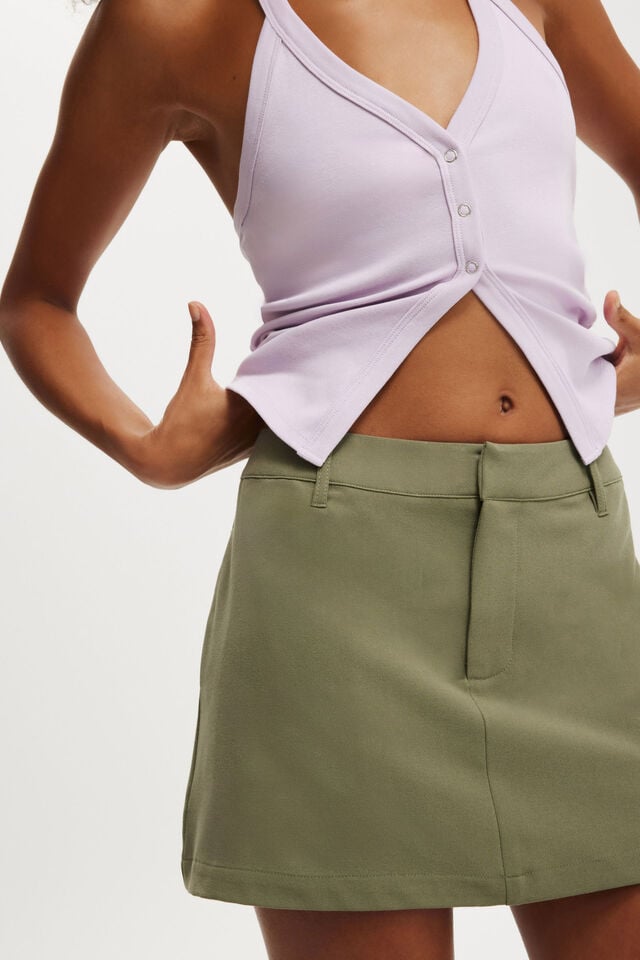 Cotton On Luis Suiting Mini Skort Burnt Olive