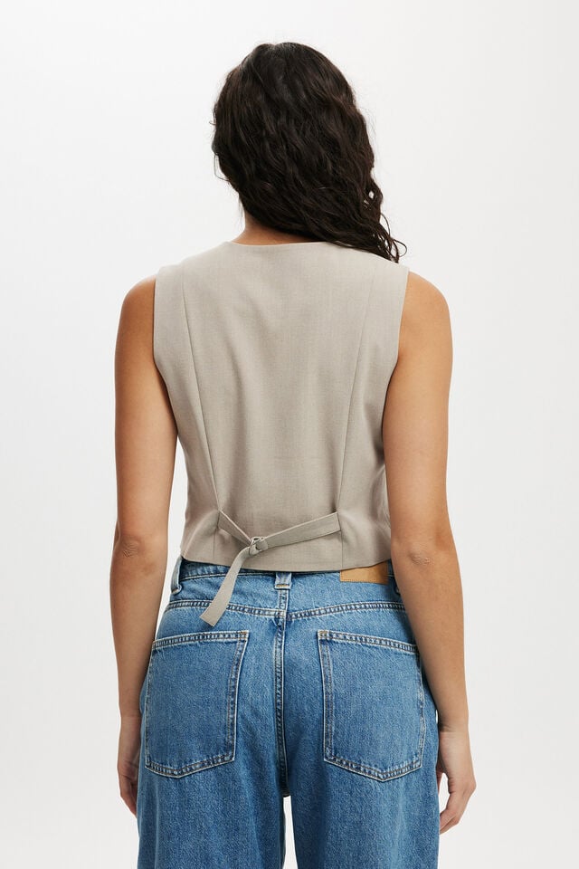 Cotton On Luis Suiting Vest Taupe Marle