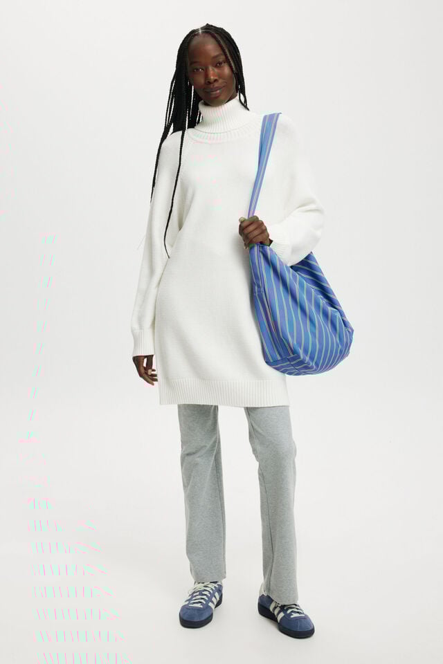 Cotton On Lux Roll Neck Knit Mini Dress White