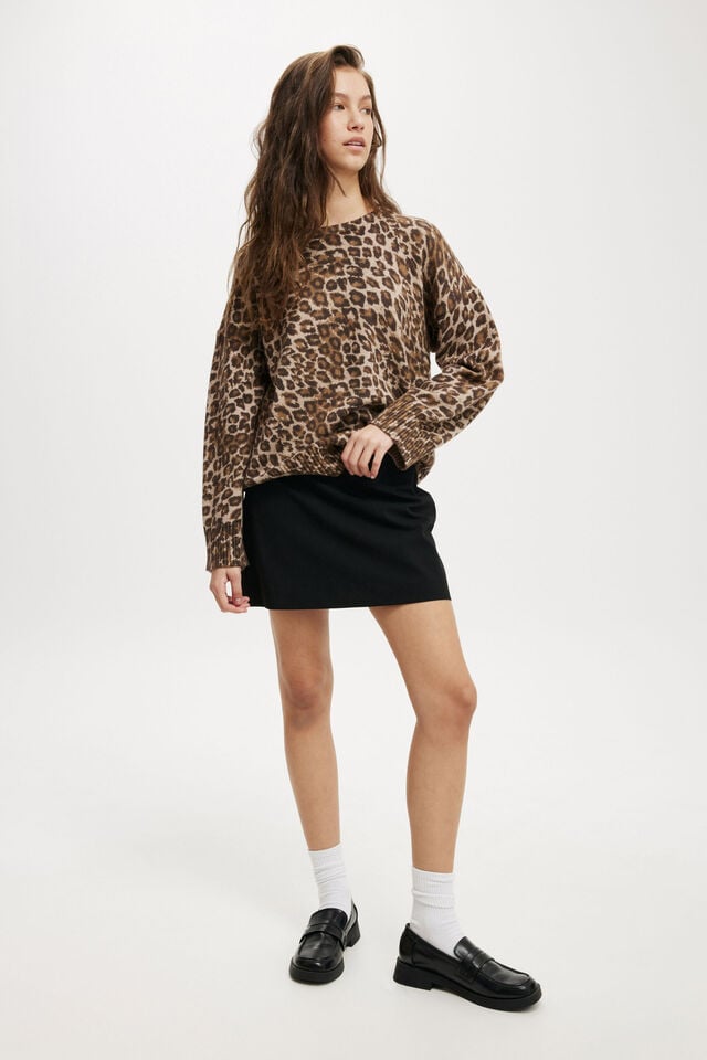 Cotton On Luxe Crew Sweater Animal