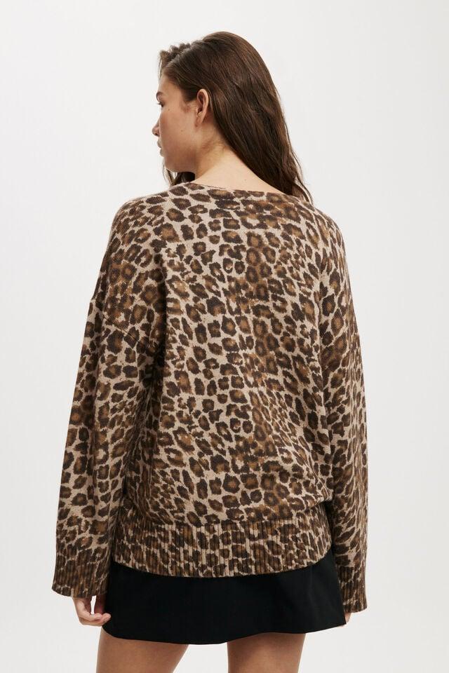 Cotton On Luxe Crew Sweater Animal