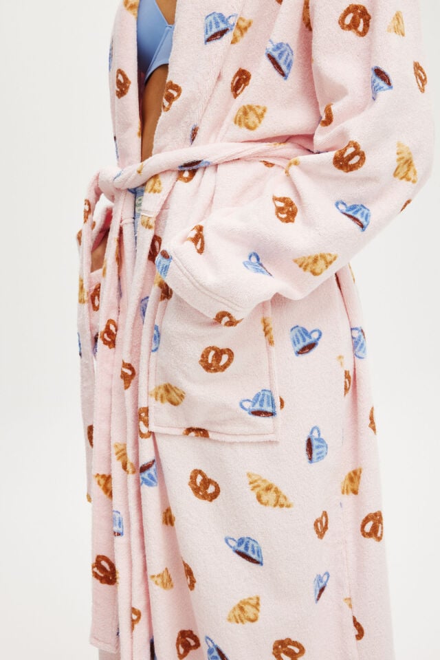 Cotton On Luxe Terry Robe Brunch Croissant