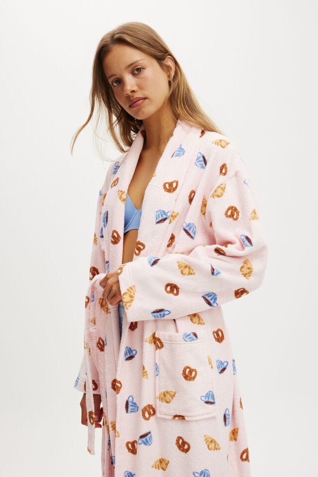 Cotton On Luxe Terry Robe Brunch Croissant