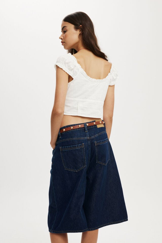 Cotton On Lyocell Wide Denim Jort Blue Rinse