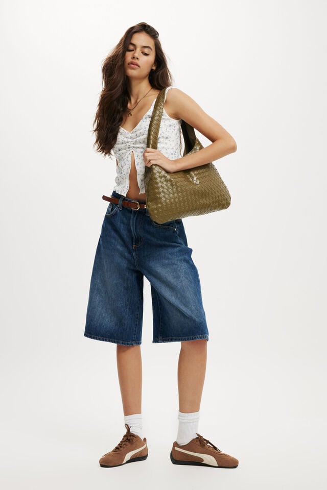 Cotton On Lyocell Wide Denim Jort Grotto Blue