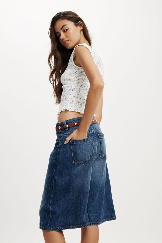 Cotton On Lyocell Wide Denim Jort Grotto Blue