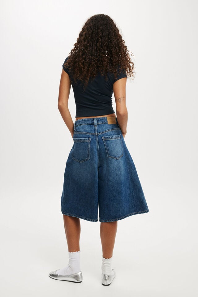 Cotton On Lyocell Wide Denim Jort Shore Blue