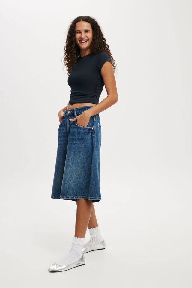 cotton on Lyocell Wide Denim Jort shore blue