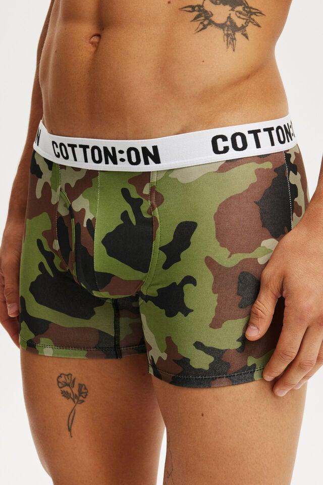 Cotton On Mens Organic Cotton Trunks Green Camo