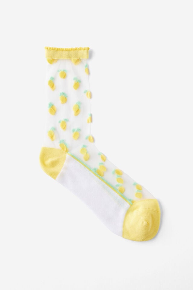 cotton on Mesh Crew Sock lemons/frill
