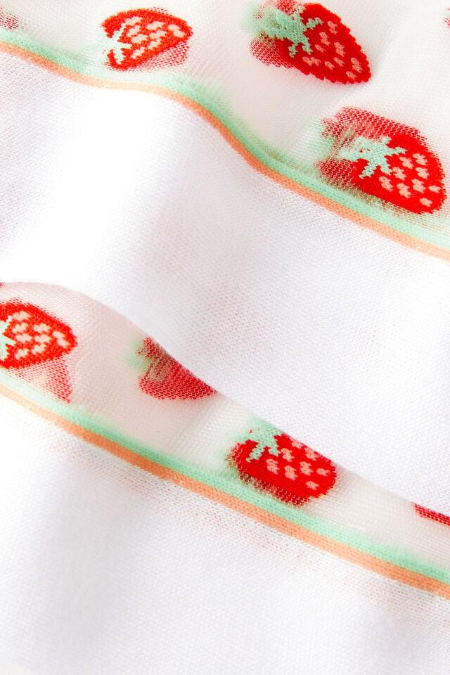 Cotton On Mesh Crew Sock Strawberries/frill