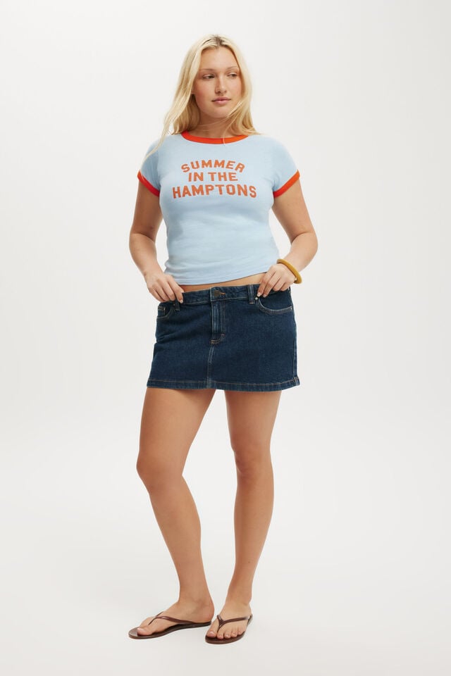 Cotton On Micro Low Denim Skirt Rinse Blue