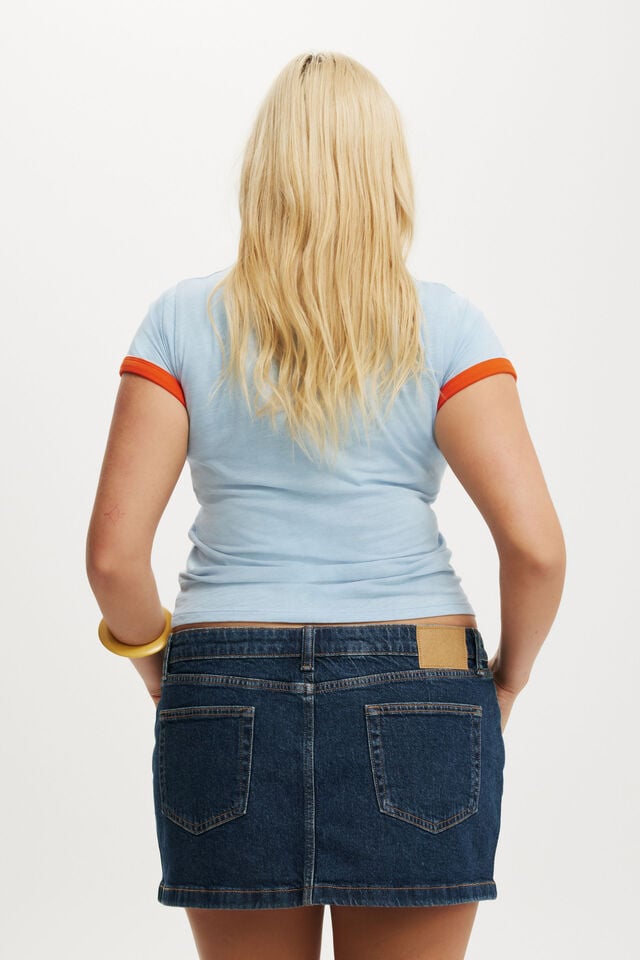 Cotton On Micro Low Denim Skirt Rinse Blue