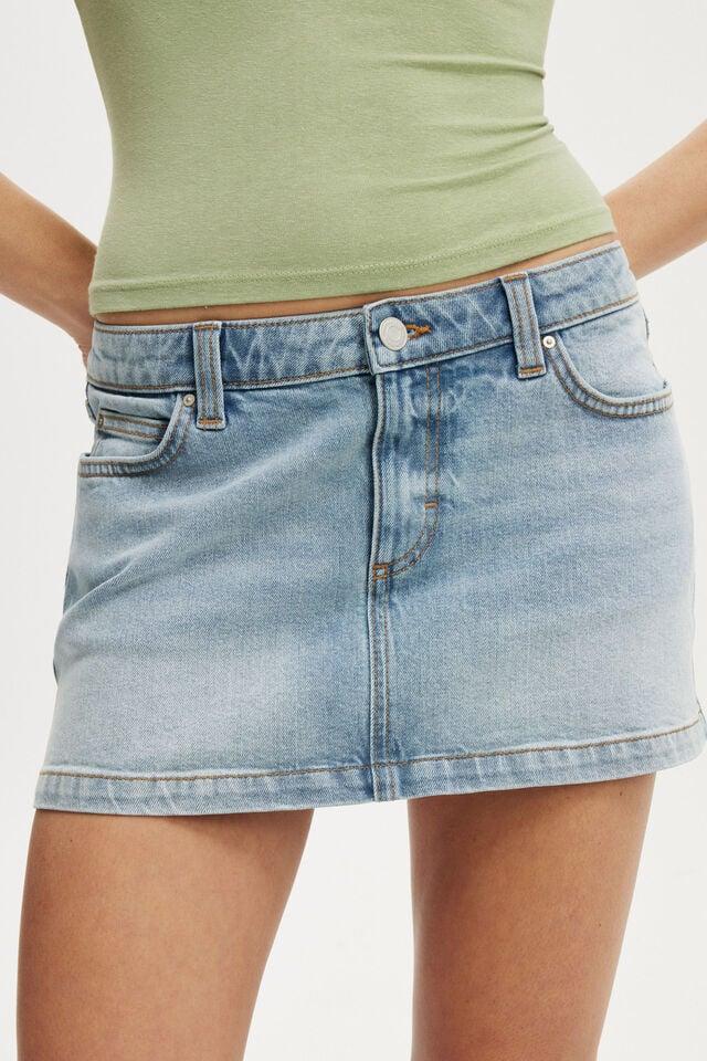 Cotton On Micro Low Denim Skirt Vision Blue