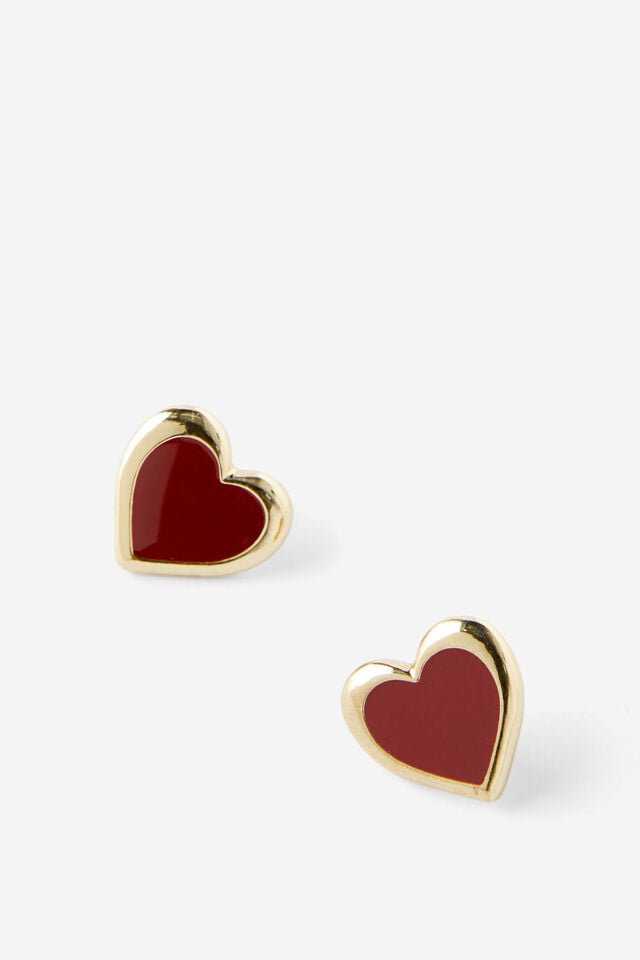 Cotton On Mid Charm Earring Up Big Red Heart Stud