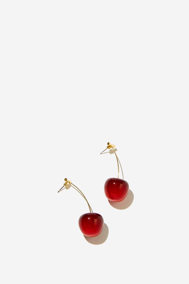 Cotton On Mid Charm Earring Up Cherry Drop Stud