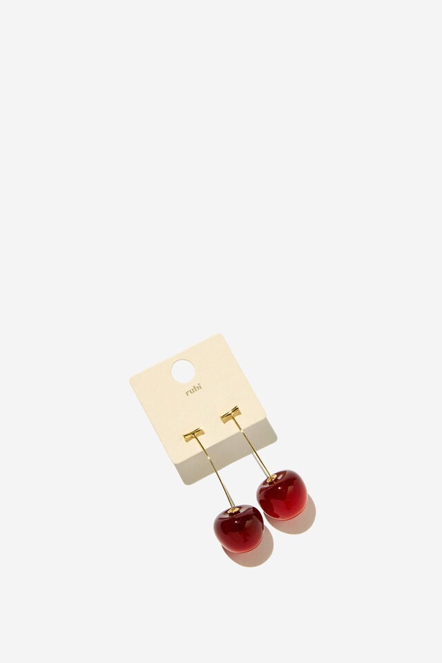 Cotton On Mid Charm Earring Up Cherry Drop Stud