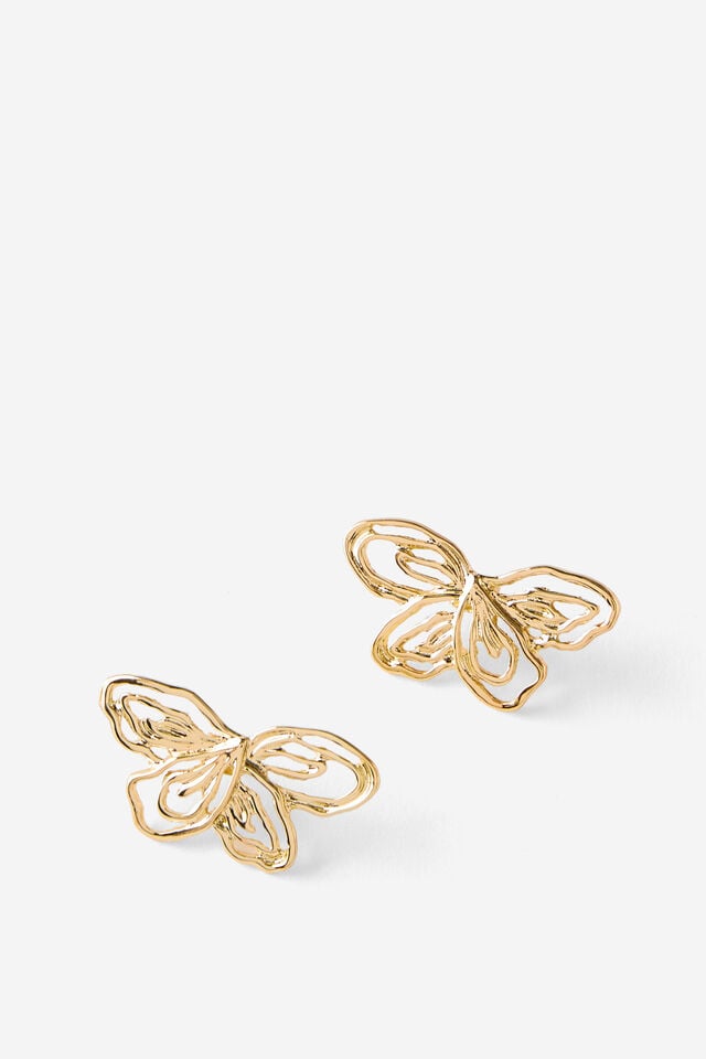 cotton on Mid Charm Earring up gold sketch flower