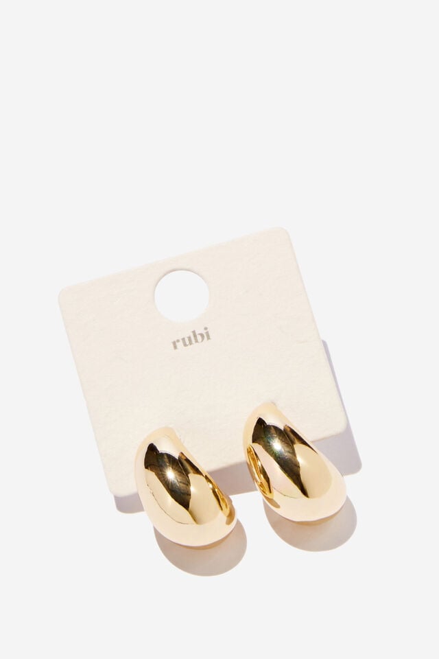 Cotton On Mid Charm Earring Up Gold Teardrop