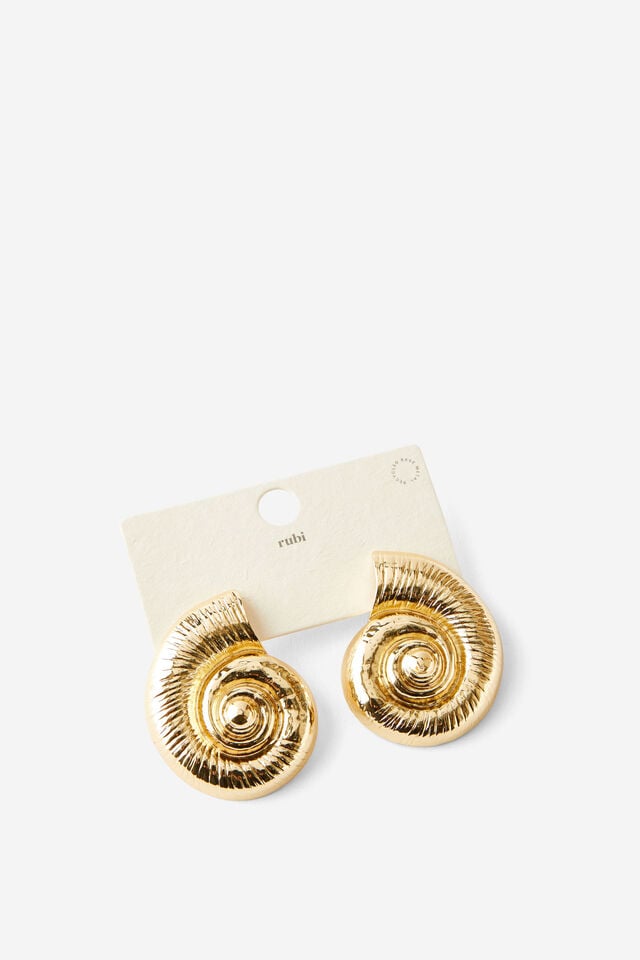 Cotton On Mid Charm Earring Up Sea Snail Gold