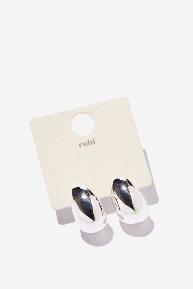 cotton on Mid Charm Earring up silver teardrop