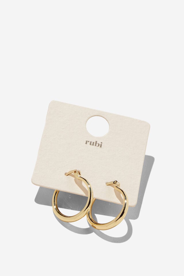 Cotton On Mid Hoop Earring Up Gold Tubular