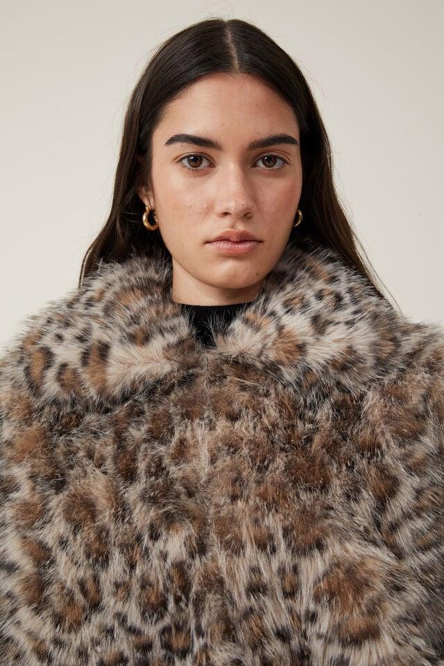 Cotton On Mimi Faux Fur Jacket Leopard