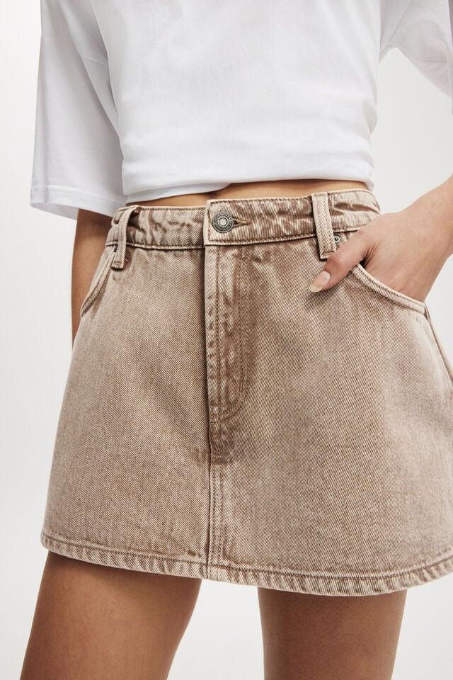 Cotton On Mini Denim Skort Brown Stonewash