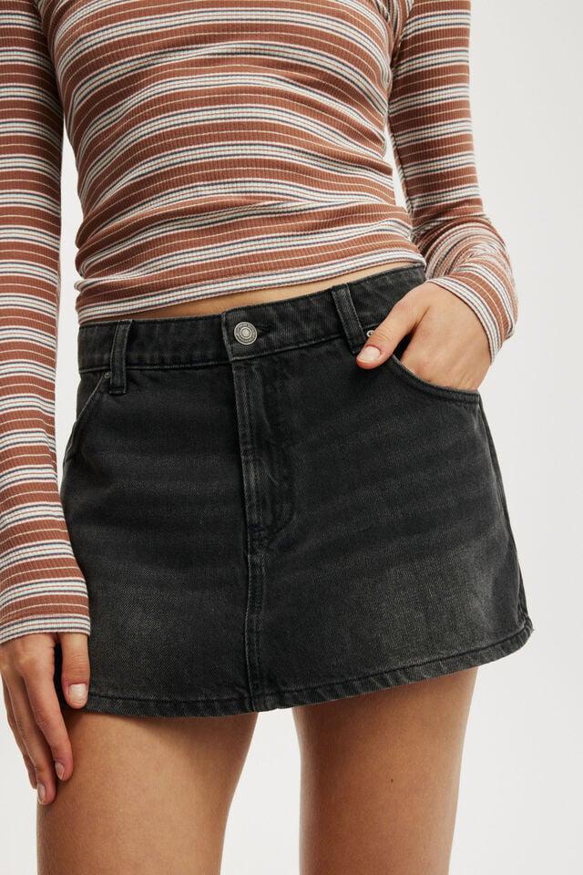 Cotton On Mini Denim Skort Faded Black