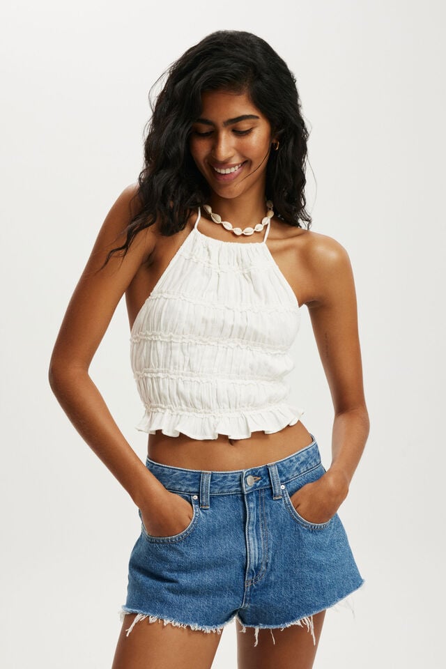 cotton on Multi Frill Detail Halter Top white
