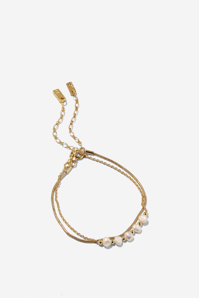 cotton on Multipack Bracelet up gold micro pearl