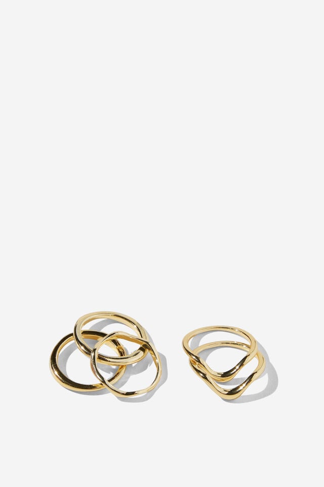 Cotton On Multipack Rings Up Gold Wavy