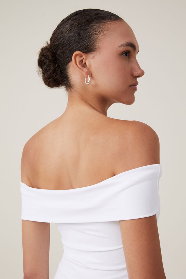 Cotton On Off Shoulder Luxe Mini Dress White