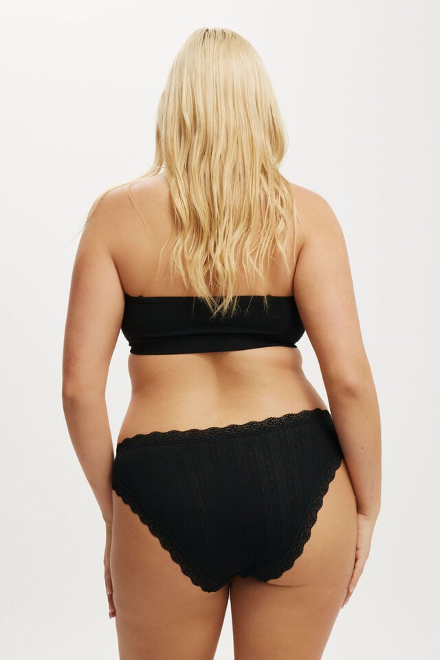Cotton On Organic Cotton Lace Bikini Brief Black