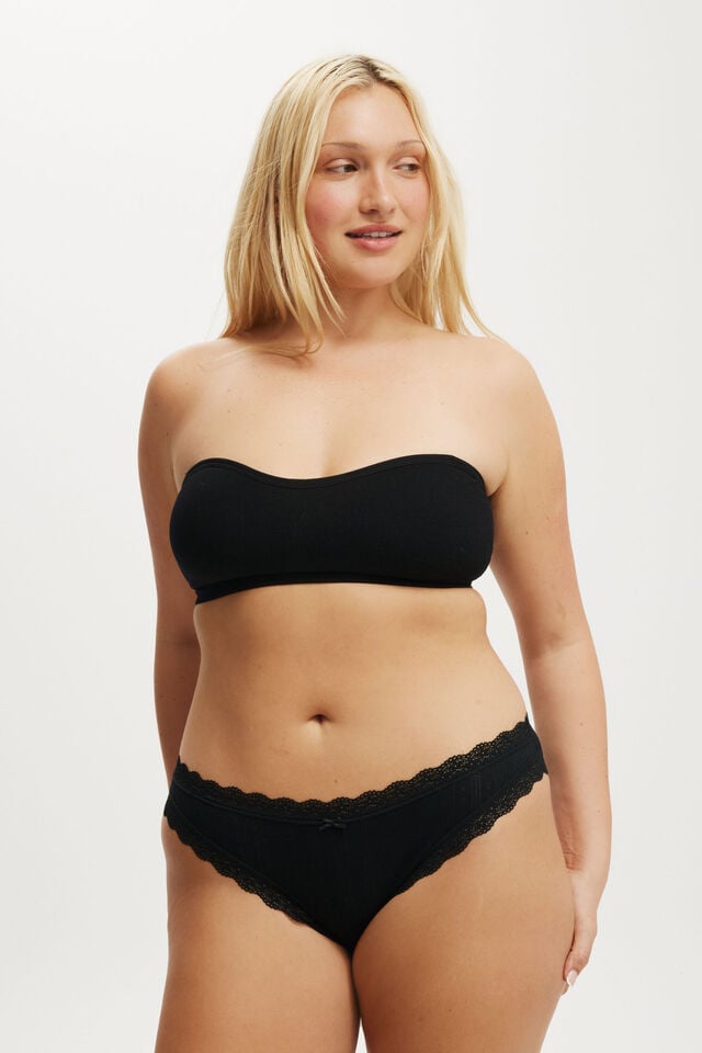 Cotton On Organic Cotton Lace Bikini Brief Black