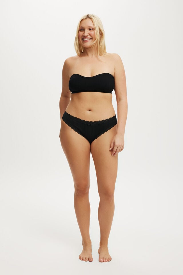 cotton on Organic Cotton Lace Bikini Brief black