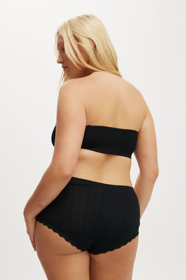 Cotton On Organic Cotton Lace Boyshort Brief Black