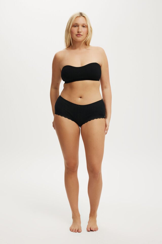 cotton on Organic Cotton Lace Boyshort Brief black