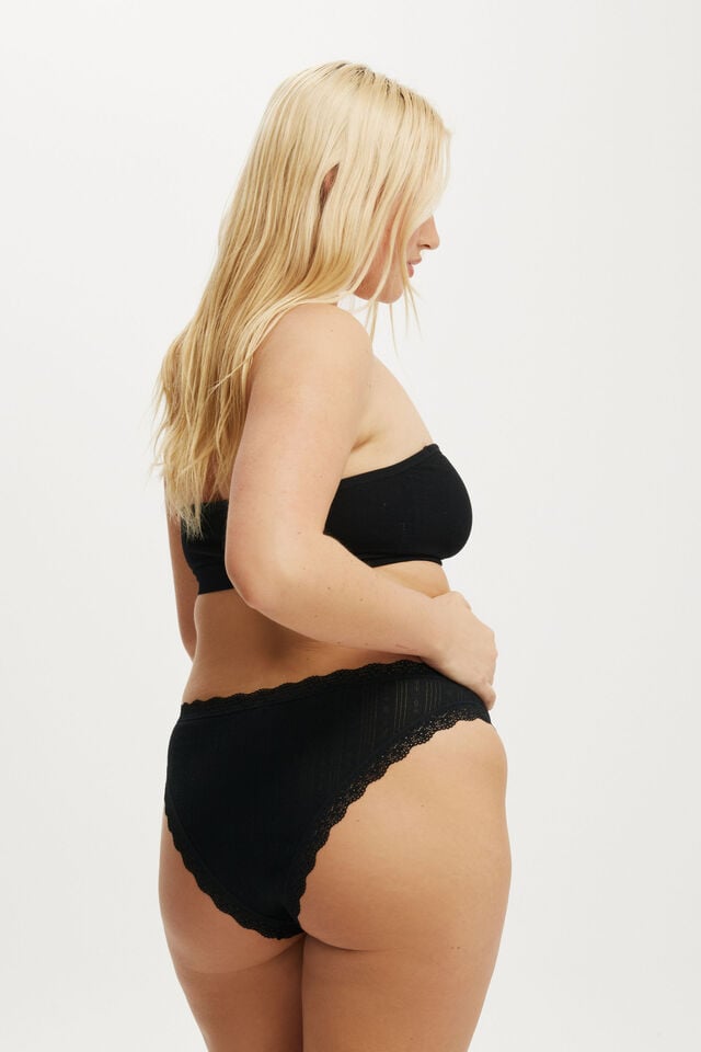 Cotton On Organic Cotton Lace Cheeky Brief Black