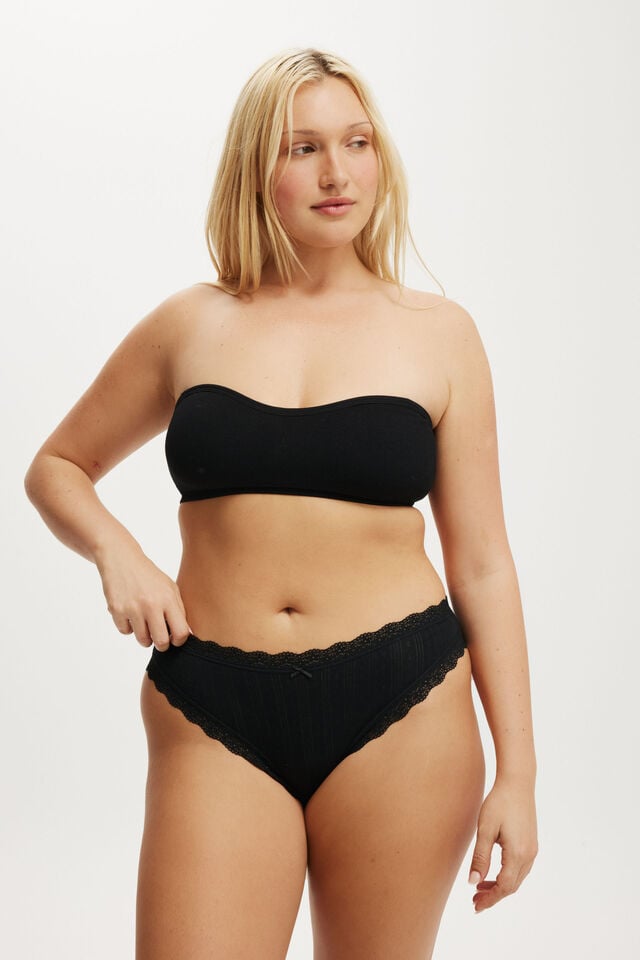 Cotton On Organic Cotton Lace Cheeky Brief Black